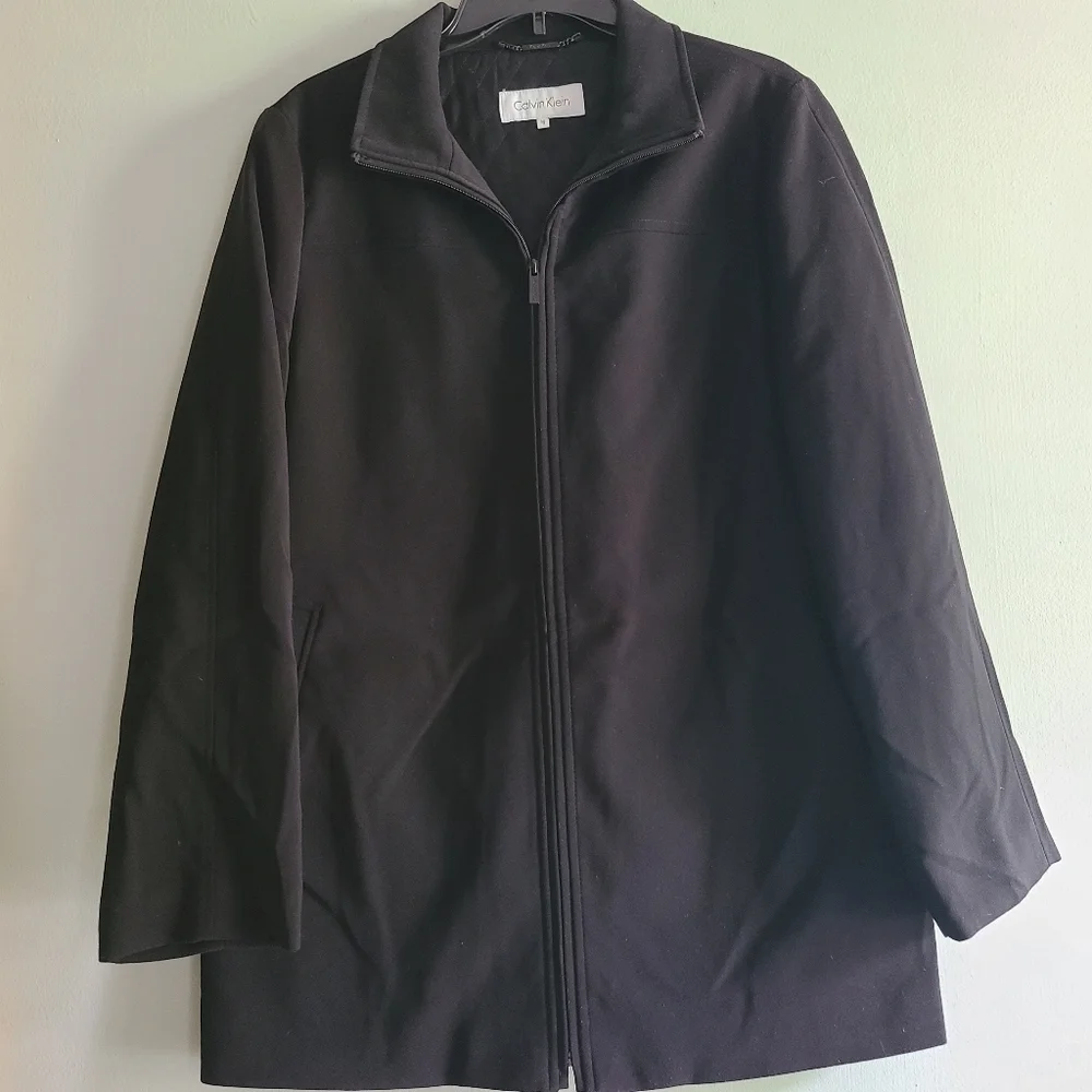Calvin Klein Jacket Women Medium Black Coat Outdoor Casual Zip Up Polyester.Exc